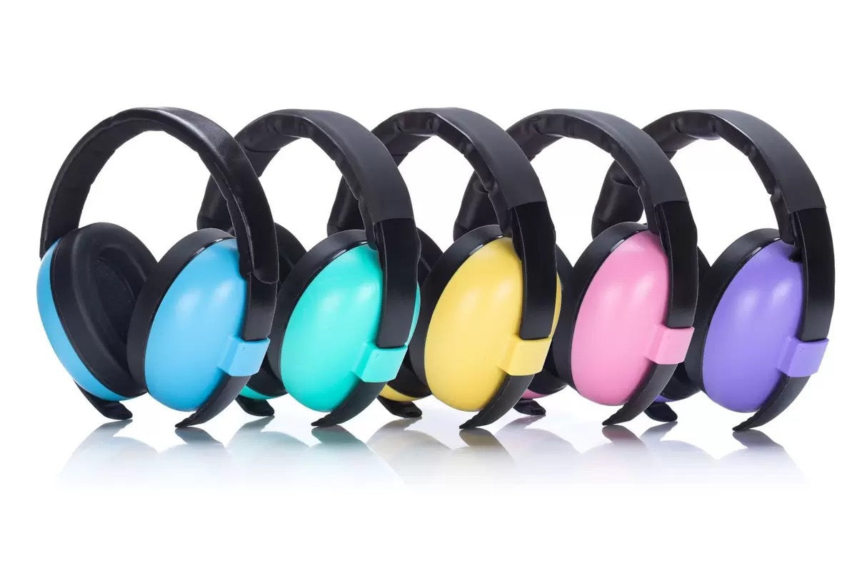 Baby noise-cancelling earmuffs with adjustable headband and cushioned ear pads