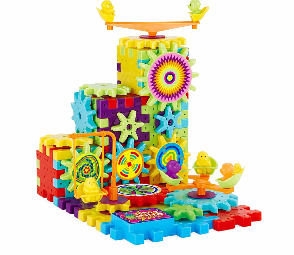 Electric gear building set for kids, colorful STEM construction and learning toy
