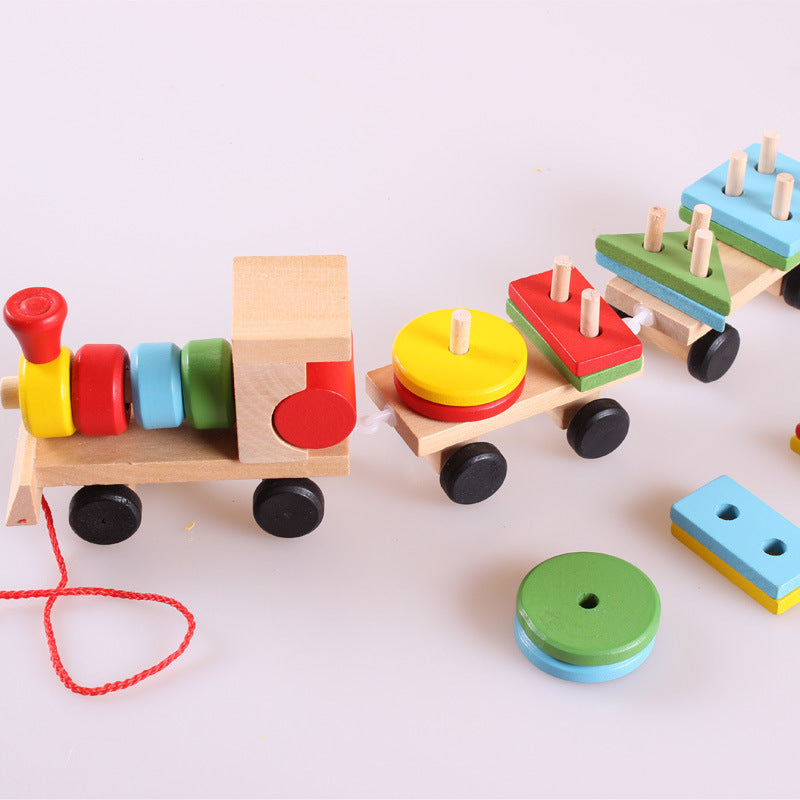Colorful sensory stacking train toy for fine motor skills