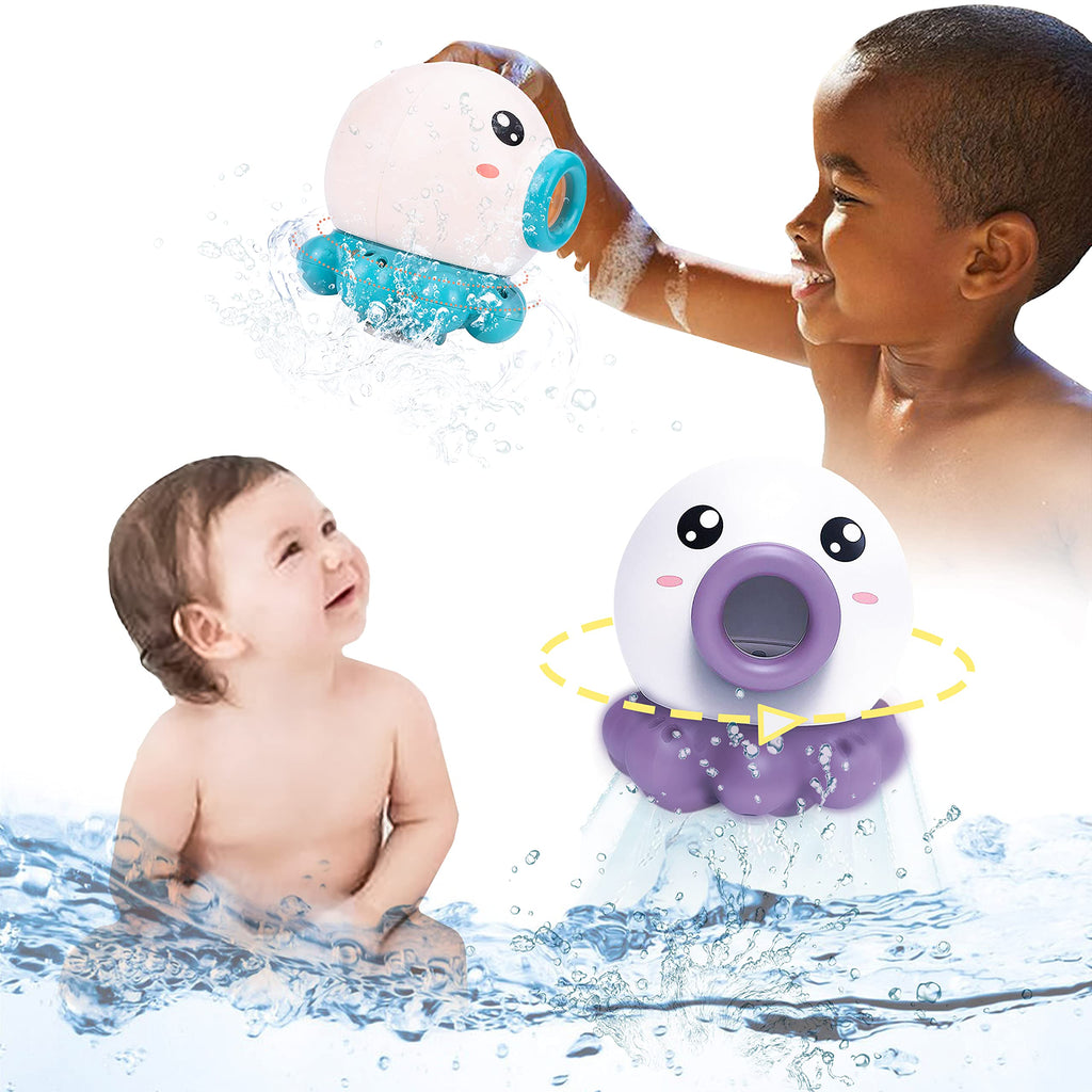 Bath water spray toy for toddlers designed for sensory bath play,  routines, and toddler water fun