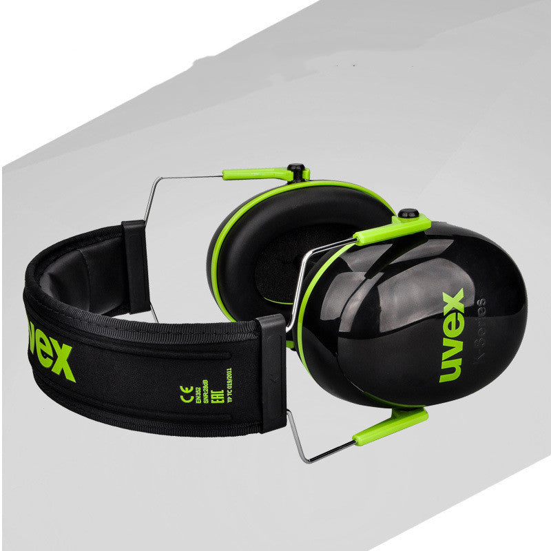Black and green noise-reducing sensory ear muffs for kids
