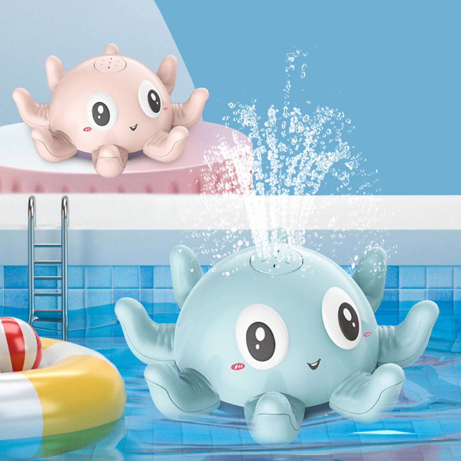 Calming sensory bath toy with automatic water spray designed for sensory play, stress-free bath time, and relaxing bedtime routines for kids
