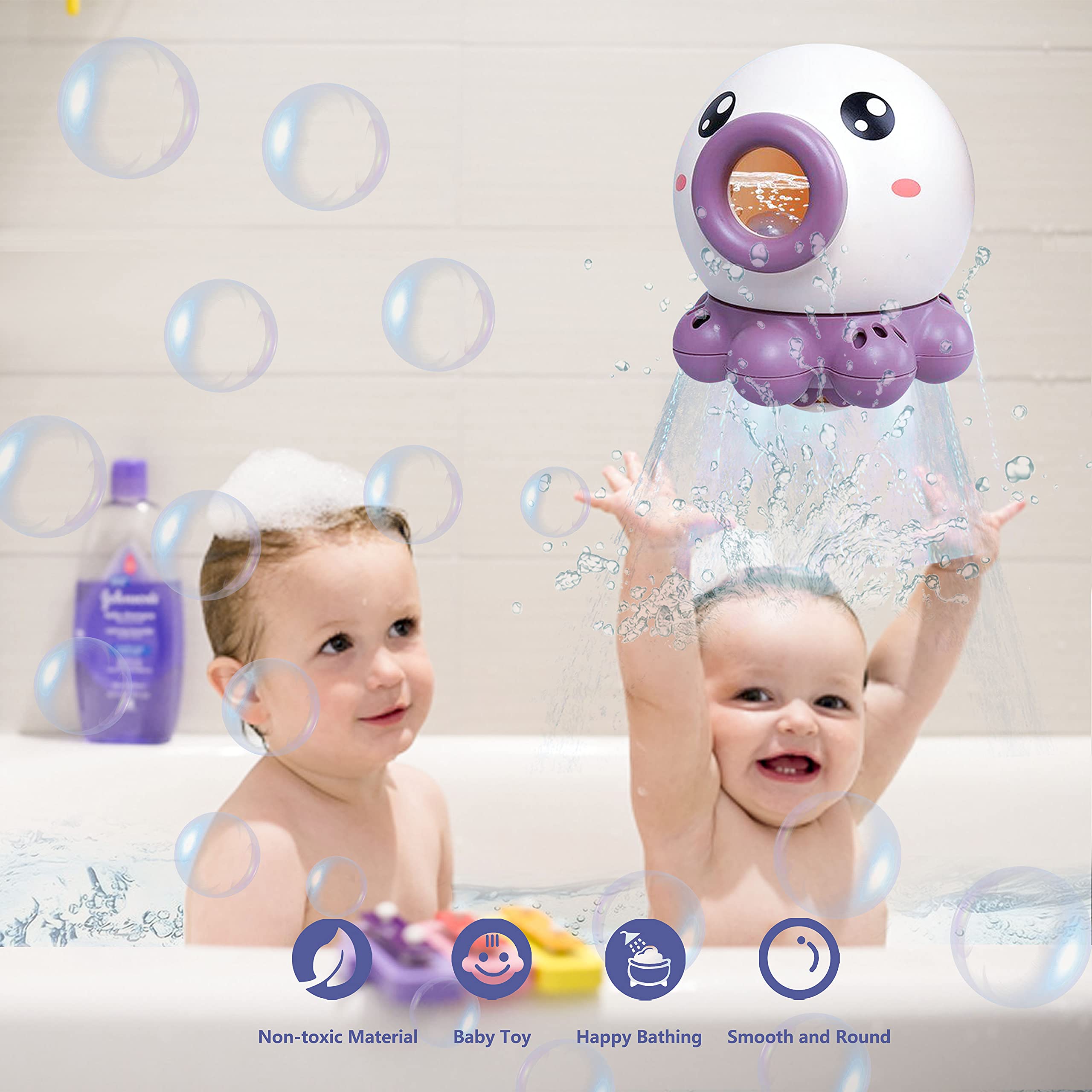 Bath water spray toy for toddlers designed for sensory bath play,  routines, and toddler water fun