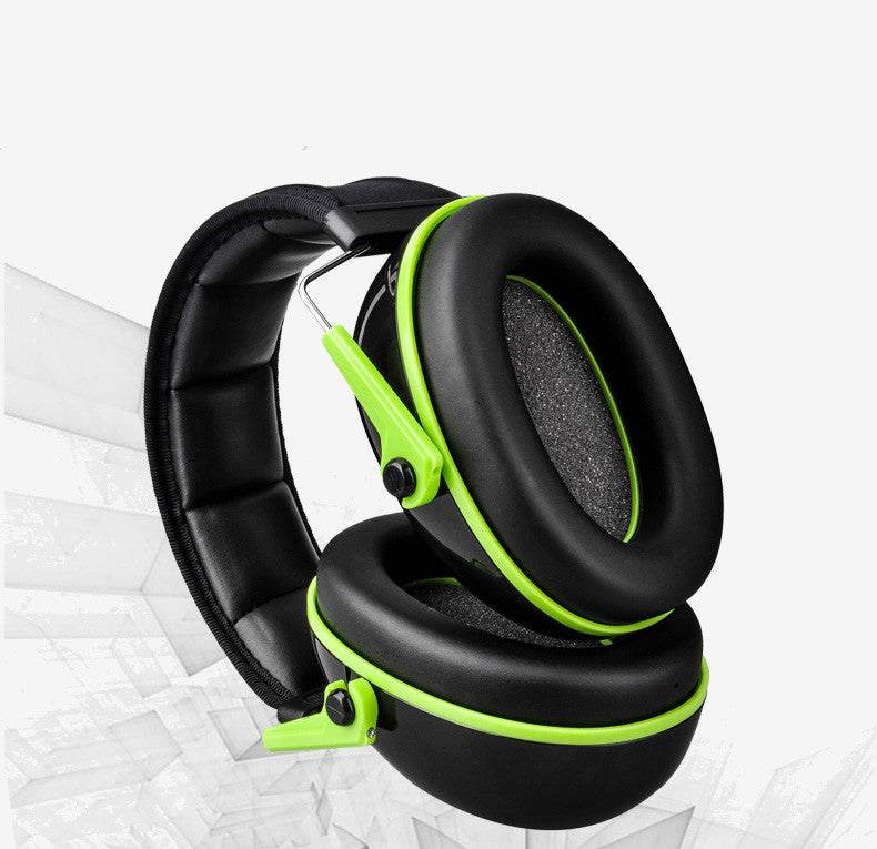 Black and green noise-reducing sensory ear muffs for kids
