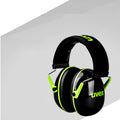 Black and green noise-reducing sensory ear muffs for kids

