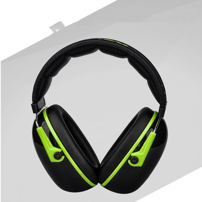 Black and green noise-reducing sensory ear muffs for kids
