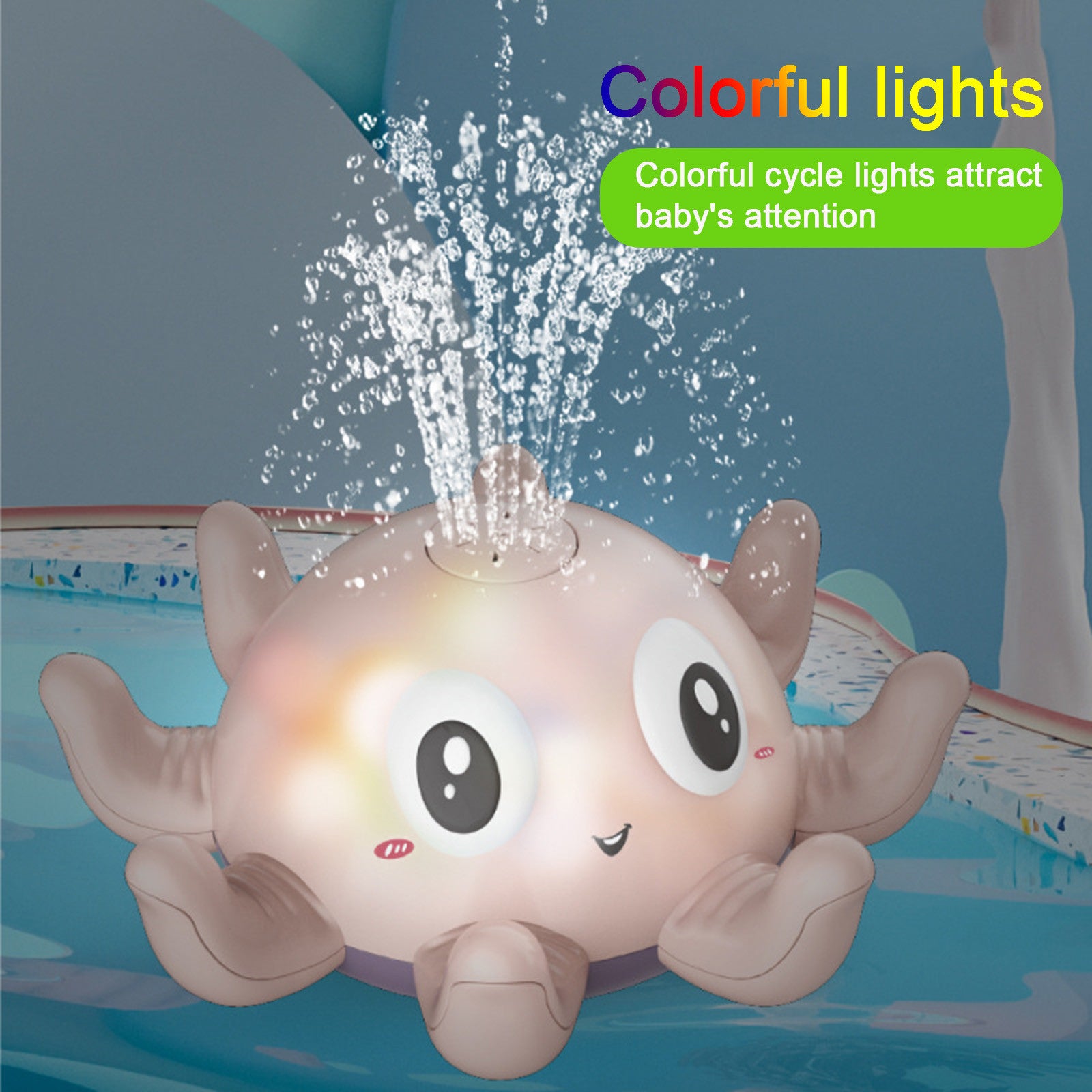Calming sensory bath toy with automatic water spray designed for sensory play, stress-free bath time, and relaxing bedtime routines for kids
