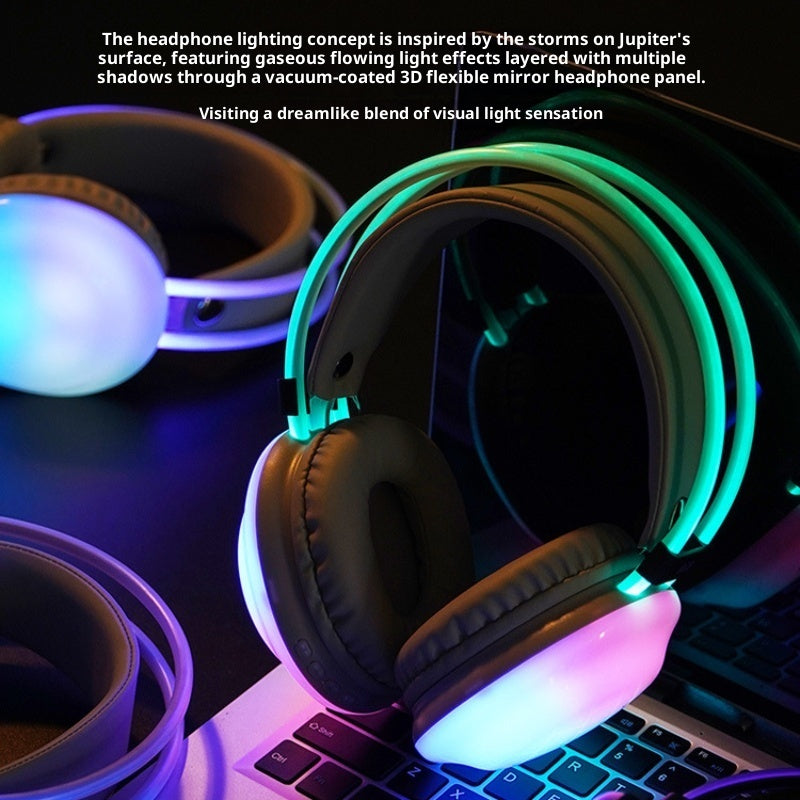 Colorful LED sensory headphones with adjustable headband and glowing ear cups

