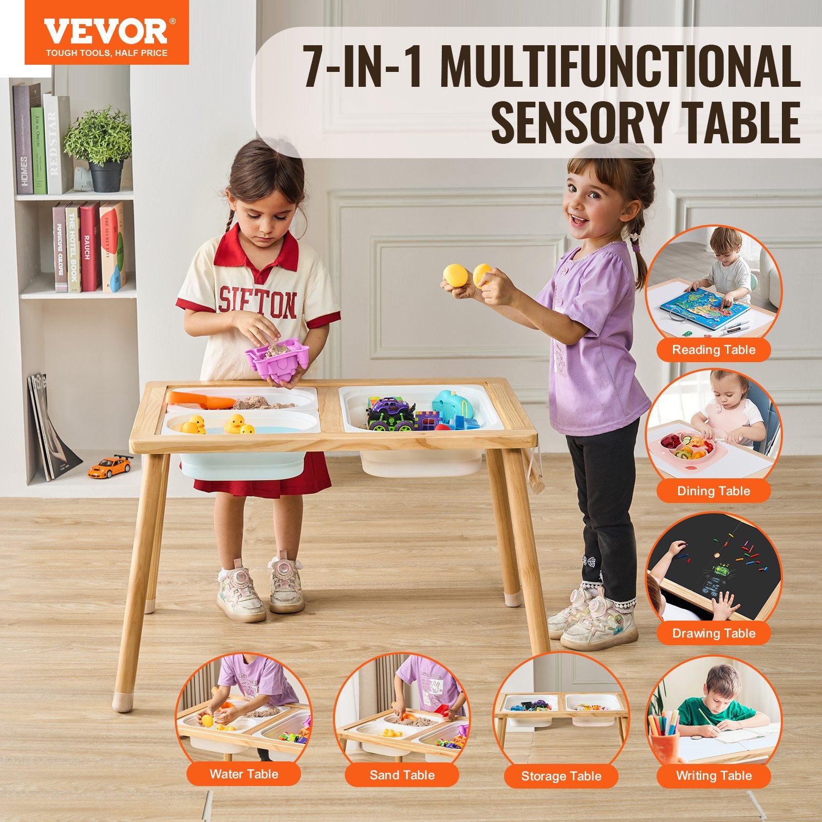 7-in-1 sensory activity table for kids designed for autism sensory support, ADHD focus improvement, calm sensory play, fine motor development, and hands-on learning

