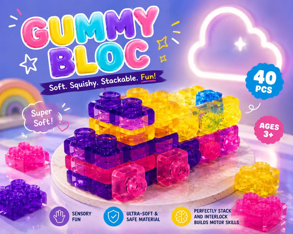 Gummy Bloc soft squishy building blocks 40 piece set for kids – view 5