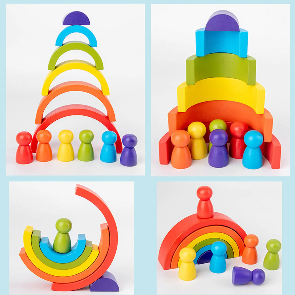 Rainbow wooden stacking arches Montessori toy for kids