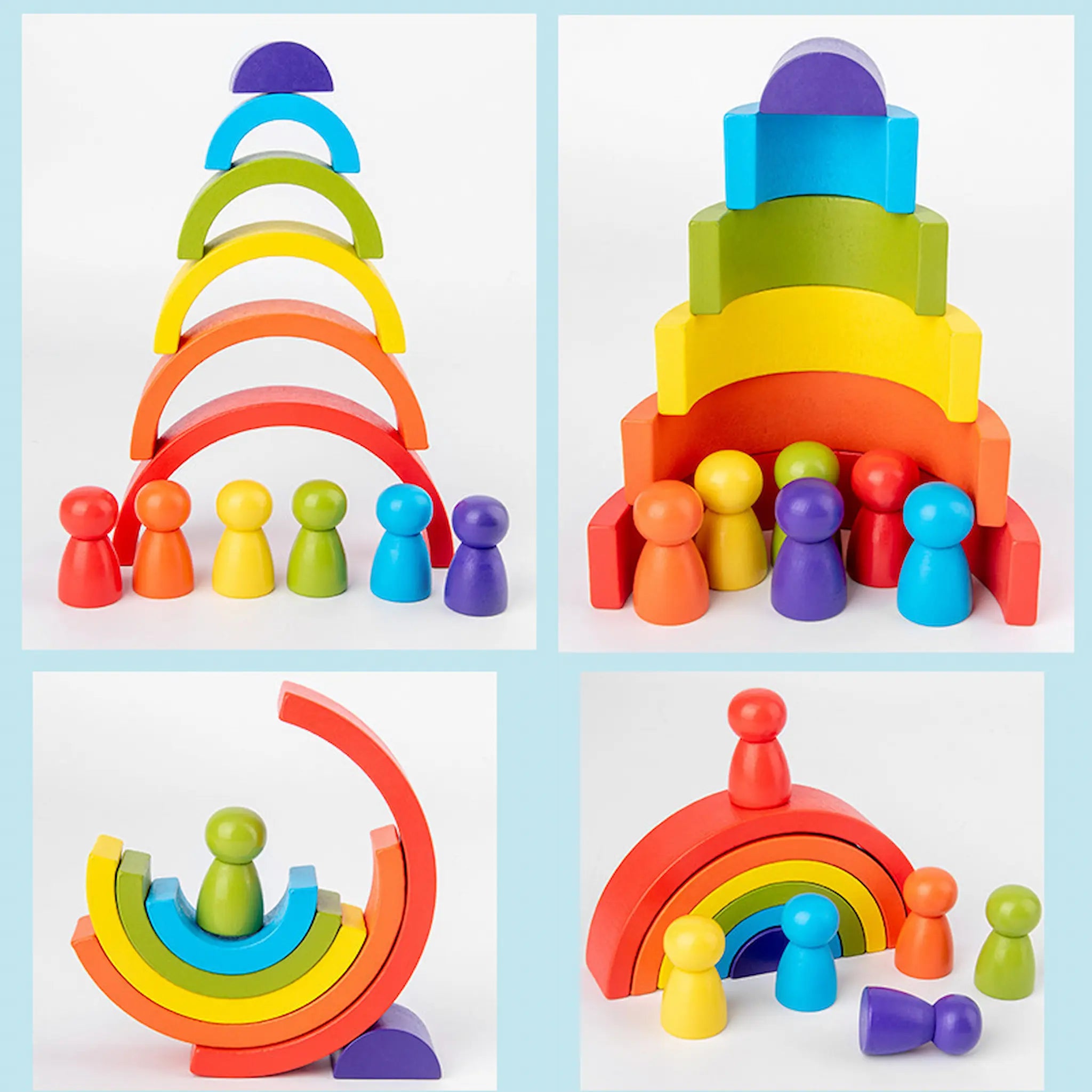 Rainbow wooden stacking arches Montessori toy for kids