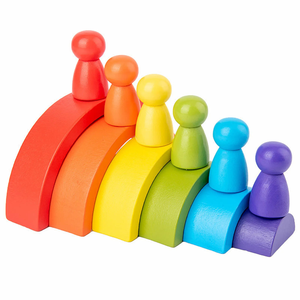 Wooden rainbow stacker with nesting arches