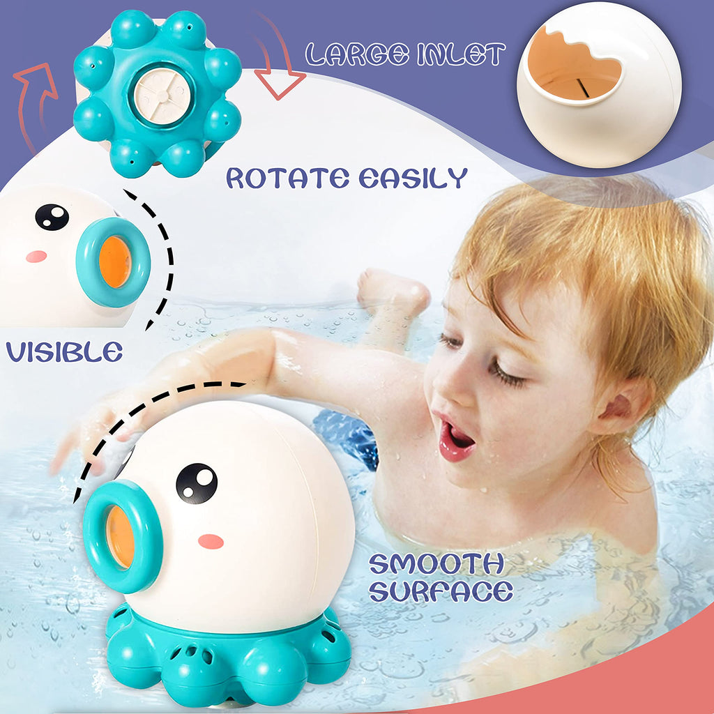 Bath water spray toy for toddlers designed for sensory bath play,  routines, and toddler water fun