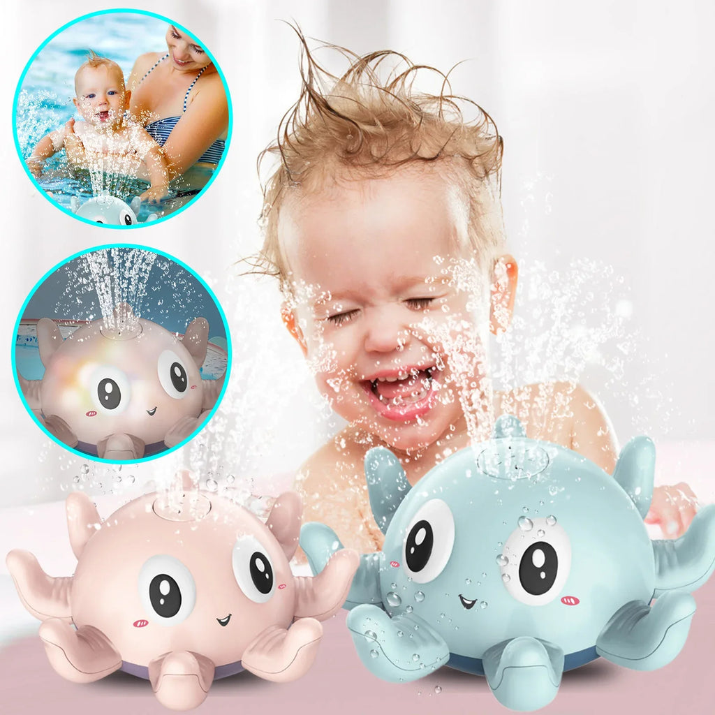 Calming sensory bath toy with automatic water spray designed for sensory play, stress-free bath time, and relaxing bedtime routines for kids
