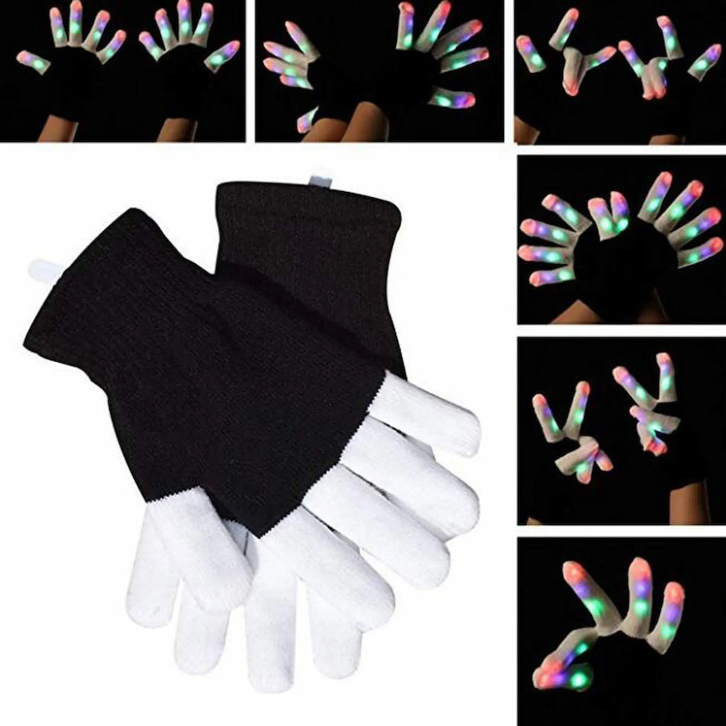 Black and white gloves with LED