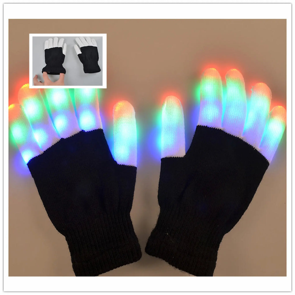 Black LED gloves with colorful lights 