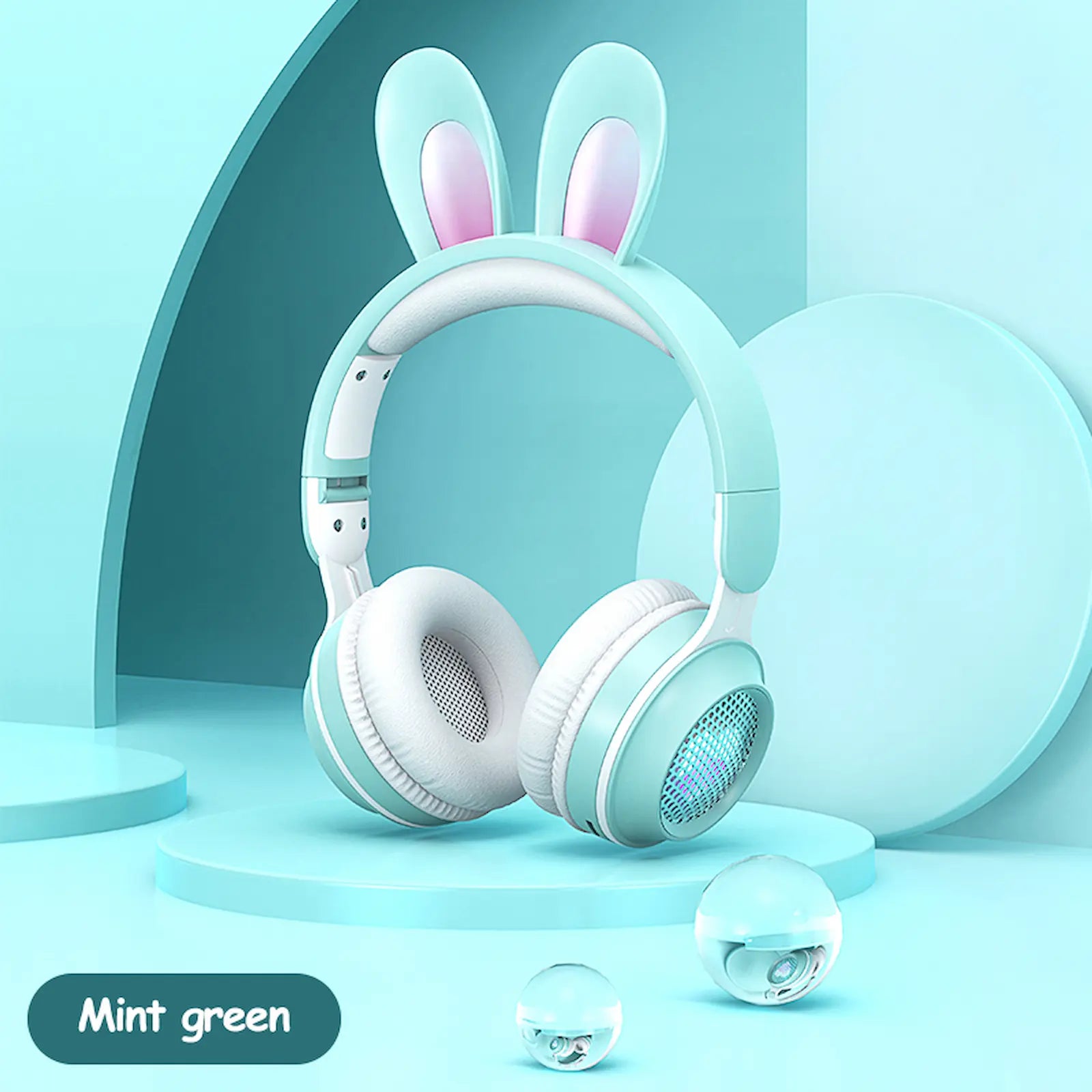 Mint-green-headphones-with-bunny-ears