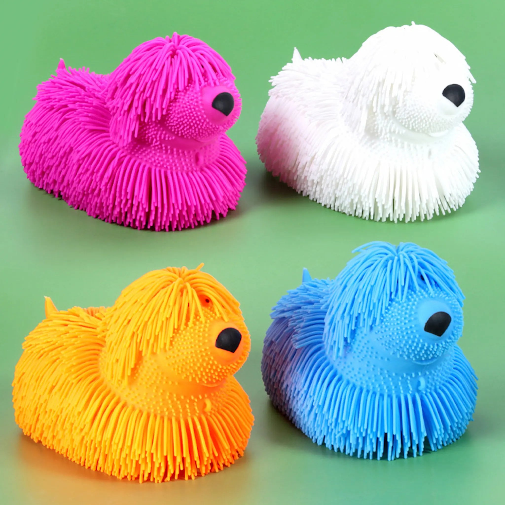 Plush Stretch Dog Fidget Toy. Designed with a soft textured exterior and a squeezable, stretchy body.