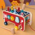 Wooden toy with colorful pegs